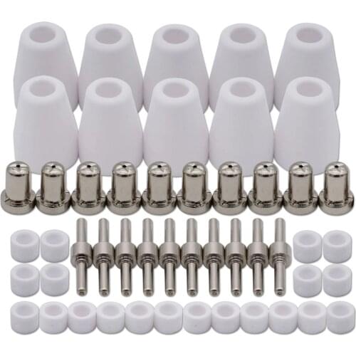 50pcs Plasma Electrode Tip Nozzle Extended Nickel Plated Consumable KIT For PT-31 WSD-LG40 JG-40 Plasma Cutter Torch