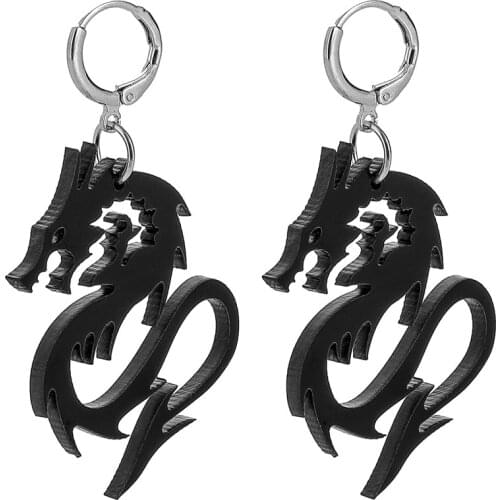Acrylic Dragon Pendant Cartilage Drop Dangle Earrings Punk Jewelry For Cool Girl Friendship Women Gifts