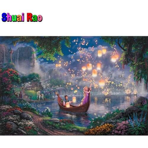 Fantasy fairy tale forest castle 5d diy diamond painting mosaic art cartoon princess diamond embroidery children room decor