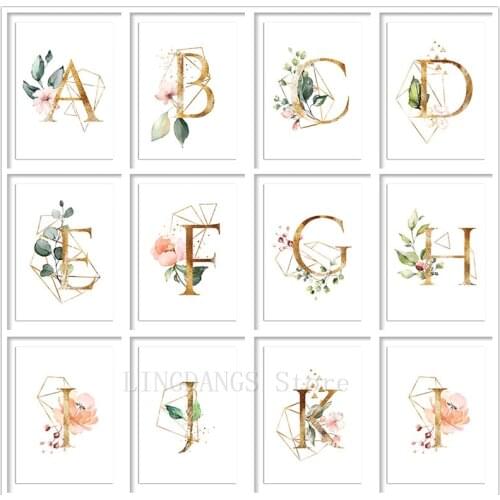 5D DIY Full Drill Diamond Painting Gold Capital Letters Diamond Mosaic Couple Initials Name Embroidery Cross Stitch Home Decor