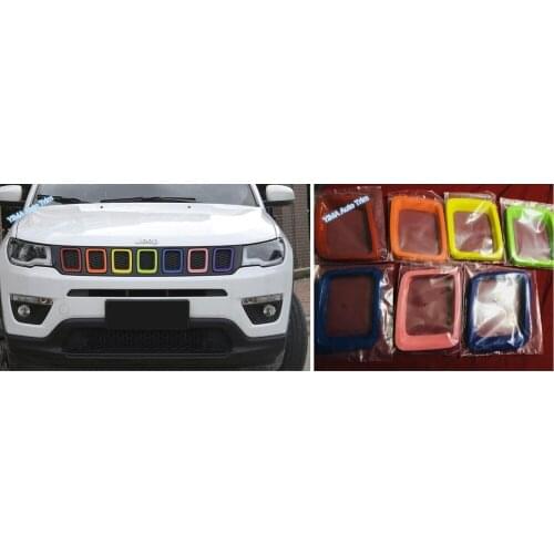 Lapetus Car Styling Front Face Grille Grill Decoration Cover Trim 7 Colors Fit For Jeep Compass 2017 2018 2019 2020 ABS