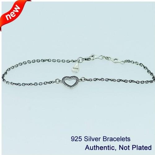 Symbol of Love Bracelets 100% 925 Sterling Silver Jewelry with Clear CZ Free Shipping