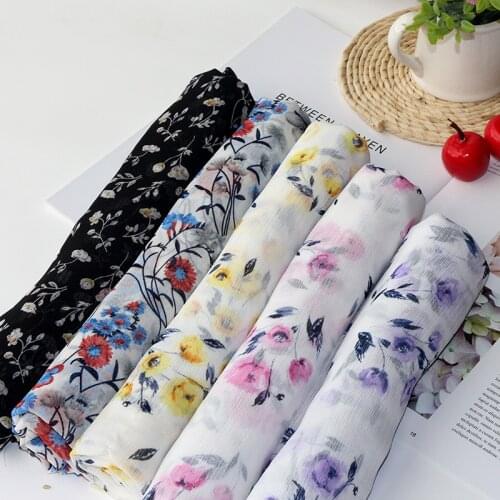 Floral Elegant Crepe Chiffon Fabric By The Meter for Dresses Skirt Sunscreen Shawl Sewing Flowers Summer Thin Breathable Cloth
