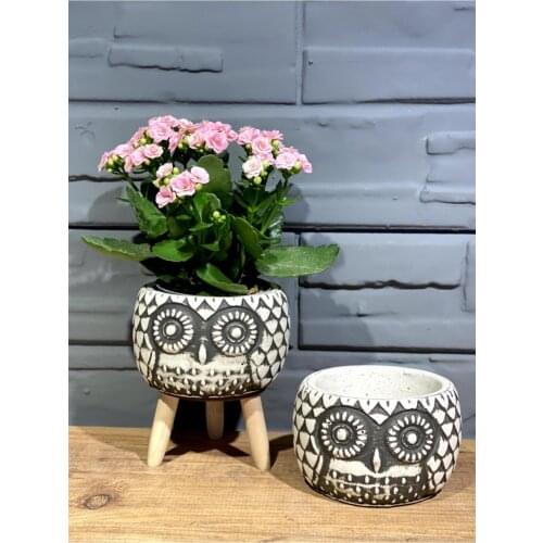 Owl Flower Pot Wooden Floor Flower Pot Flower Pot 2 piece set, shelves wall decoration modern home decoration aesthetic decor