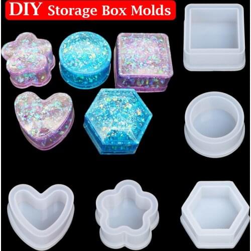 DIY Crystal Epoxy Resin Mold Storage Box Molds Heart Shape Cut Jewelry Box Mold UV Gift Box Silicone Mold Jewelry Making Tools