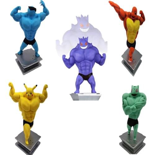 Pokemon Action Figure Model Fitness Muscle Man Charmander Squirtle Bulbasaur Psyduck Funny Creative Cartoon Model Collection Toy