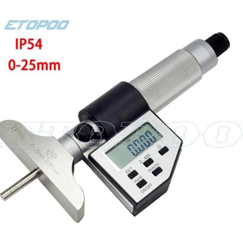 0-25mm 0.001mm IP54 ABS Electronic digital Depth Micrometer with 5keys