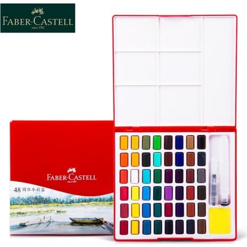 Faber Castell Watercolor Paint 24/36/48 Set Solid Water Color Painting Set Box Bright Color Portable Watercolor Pigment
