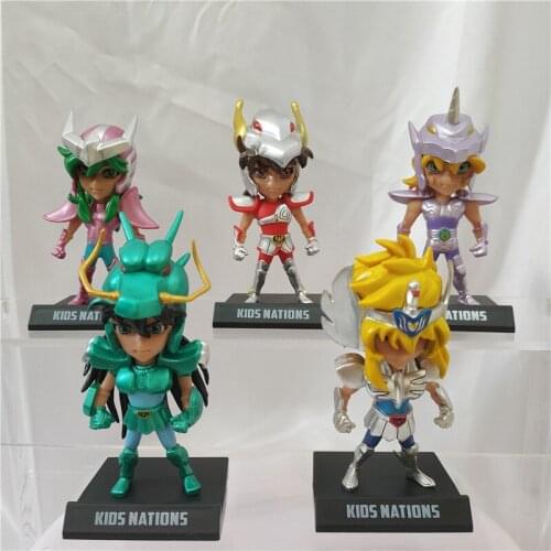 5 PCS Saint Seiya Myth Cloth Action Figure Newest Pegasus Fairy Scorpio Lion Aries Doll Toy Cake Model Decoration Toy Funny Gift