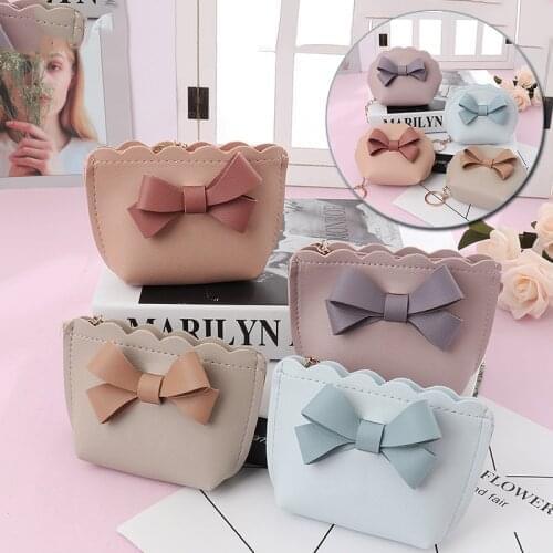 Korean Womens Wallet Made Of Leather Coin Purse Handbag Cute Bow Children Wallets Kid Money Bag Gift Fashion Leather Coin Purse