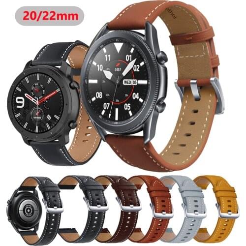 Hot 22 20mm Leather Strap For Samsung Galaxy Watch3 41 45mm Galaxy 3 Bracelet For Huawei Watch GT GT2 42 46mm Replacement Correa