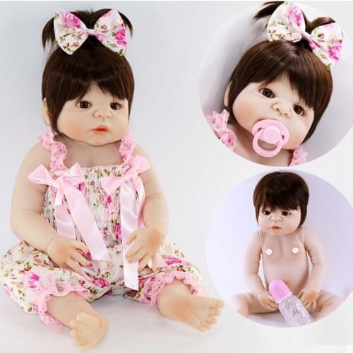 NPKCOLLECTION brand bebes reborn girl doll reborn 22" Full silicone vinyl body children play house toys bebe gift boneca reborn