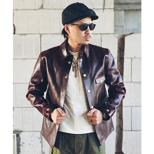 YR!Free shipping.Luxury level 1.1MM CXL tea core cowhide jacket,classic brake man genuine leather outwear.vintage quality coat