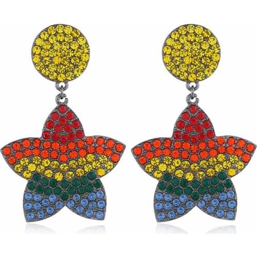 Fashion New Alloy Rhinestone Earrings Colorful Accessories Personality Rainbow Earrings Jewelry Friends Gifts