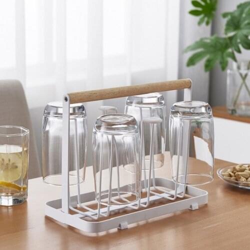 Multiple Hooks Mug Holder Glass Cup Draining Rack Organizer Anti-Rust Coated Steel Display Drying Stand Home Kitchen Shelf Art