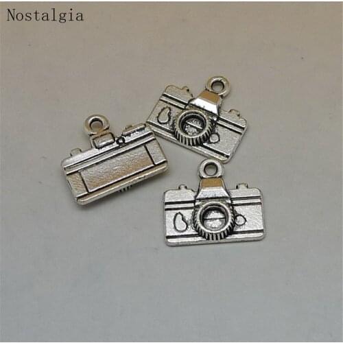 Nostalgia 10Pcs Camera Charm Zinc Alloy Metal Small Pendant Antique Jewlery For Women 16*14MM