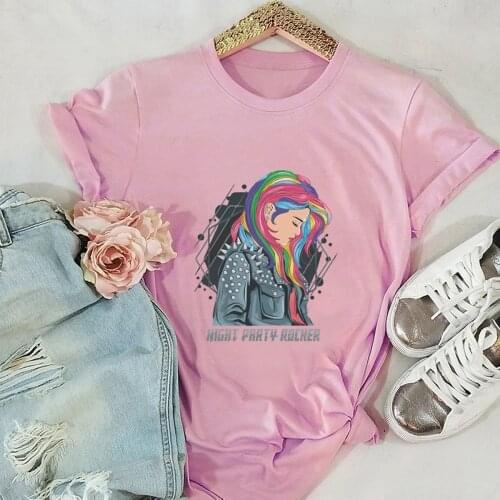 2021 New Party Rock Girl Fashion Summer T Shirt Women Short Sleeve Cotton Tees Woman Tops Casual Shirts Female