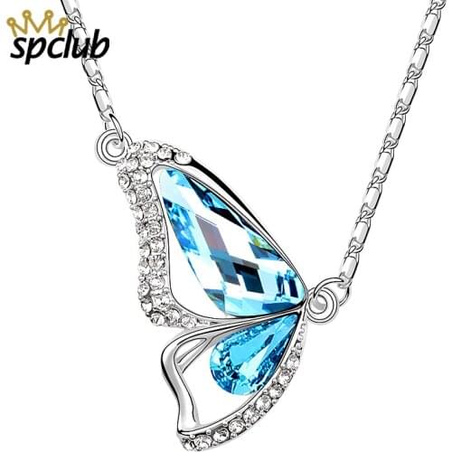 New Butterfly Necklace Genuine Crystal From Swarovski Butterfly Jewelry Autumn Accessories Popular Pendant Necklace Chain Women
