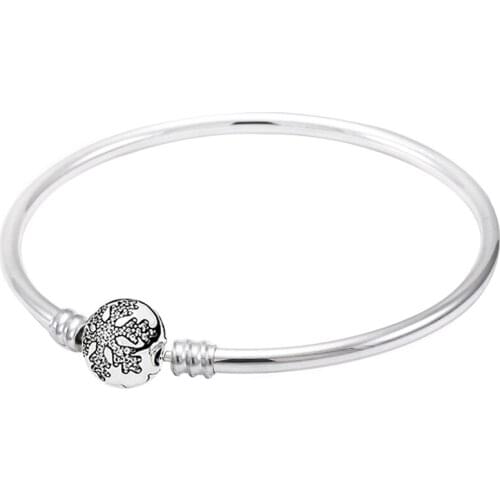 Original Crystal Snowflake Clap Snake Chain Bangle Bracelet Fit 925 Sterling Silver Bead Charm Bangle Diy Europe Jewelry