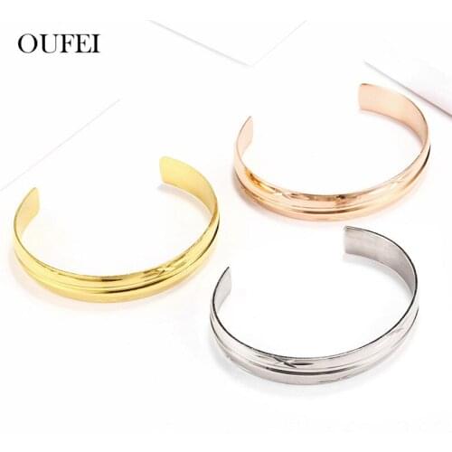 OUFEI Stainless Steel Jewelry Woman Rose Gold Cuff Bangles For Women Viking Bracelets Bangles Jewelry Accessories Mass Effect