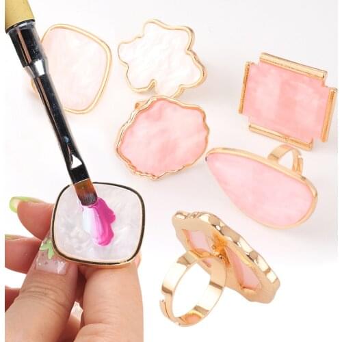 1/2pcs Nail Art Ring Palette Shell Resin Stone Color Mixing Plate Polish Gel Drawing Display Tool Manicure Accessories LA1925