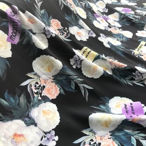 Peony Flower Printed 100% Polyester Twill Fabric Fashion Diy Clothing Shirt Brand Fashion Cloth for Dress Fabrics Per Meter