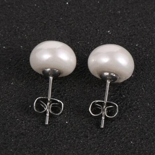 Classic White Imitation Pearls Stainless Steel Stud Earrings 2020 Fashion Women Wedding Engagement Ear Jewelry
