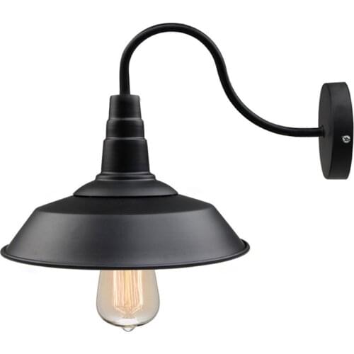 Vintage Wall Lamp Led Light E27 Edison Light Loft Retro Iron Paint American Old Style Simplicity Black Pot Cover With Lamp Shade