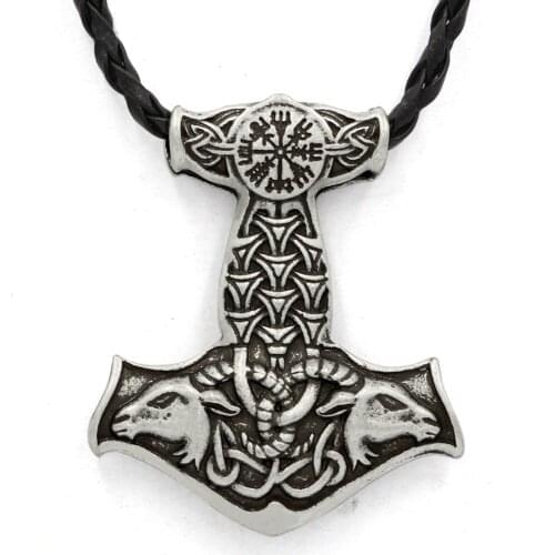 Youe shone Norse Vikings Amulet PENDANT Necklace Goat Thors Hammer Pendant Necklace Original Animal Knot Viking Jewelry