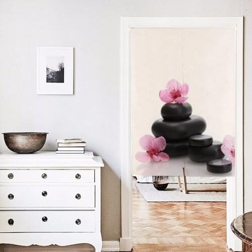 Korean style 85*120cm 85x90cm Orchids and stones print cotton linen door curtain half-curtain Coffee House decoration