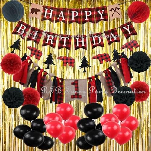 Gold Metallic Tinsel Foil Fringe Curtains Party Photo Backdrop Highchair Banner Ideal First Birthday Lumberjack Party Decoration