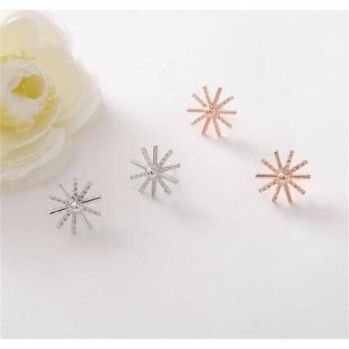 2020 new hot Crystal gold Color snowflake flower stud earrings for women bijoux 2020 new trendy jewelry wholesale cute