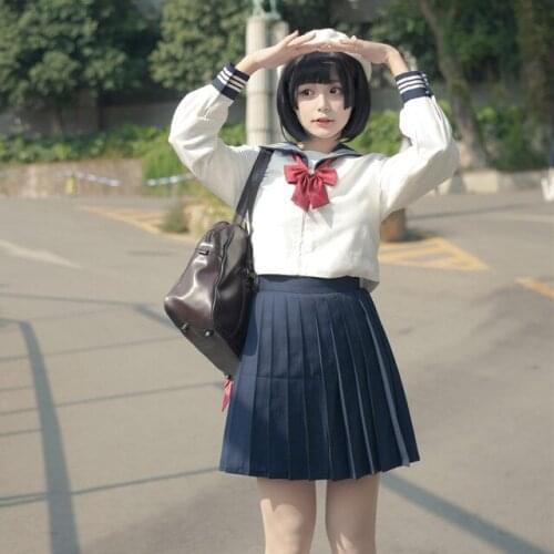 College style Japanese sweet lolita sets sailor collar long sleeve lolita top+skirt jk uniform student gothic lolita sets loli