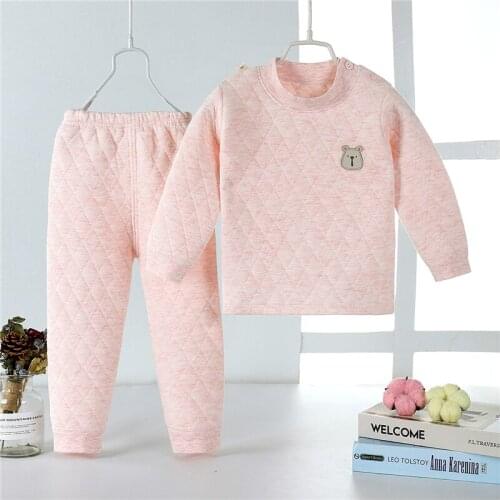 Winter Baby Boys Girls Pajamas Sets Clothes Toddler Kids three layer Cotton-padded Cartoon Pyjamas Sleepwear Childrens Homewear