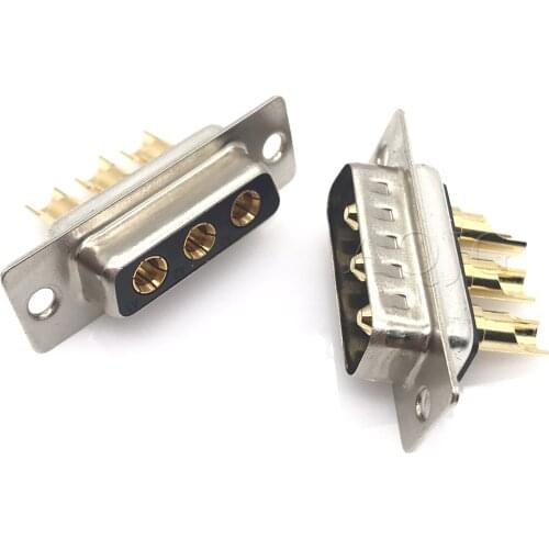 1PCS 3W3 30A Gold plated MALE FEMALE high current CONNECTOR D-SUB adapter solder type 3pin plug socket Welding high power DB3
