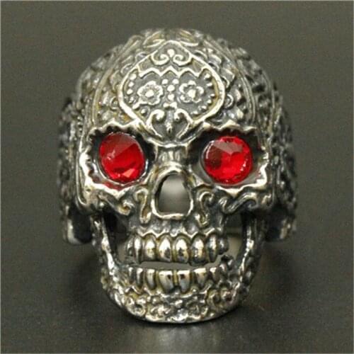 1pc Support Drop Ship Ghost Skull Ring 316L Stainless Steel Man Boy Fashion Hot Punk Red Skull Ring
