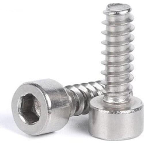 10PCS M3 m3.5 M4 304 stainless steel flat end tail hex socket Head Tapping Screw