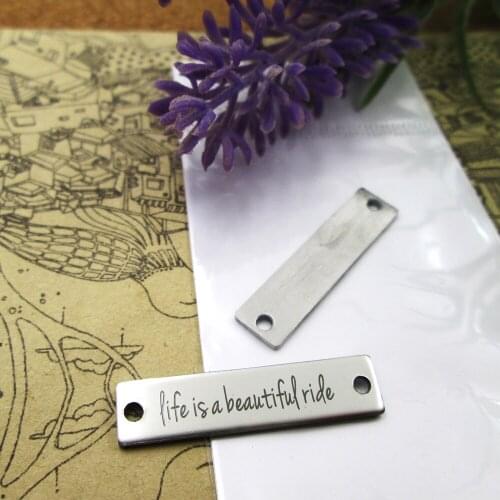 20pcs--Life is A Beautiful Ride Connector stainless steel charms more style for choosing DIY Charms pendants for necklace 30x7mm