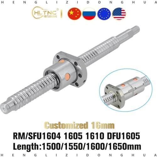 16mm 1610 Ball Screw Rolled C7 ballscrew SFU1605 sfu1604 sfu1610 1500/1550/1600/1650mm RM1605 Factory ball screw for cnc