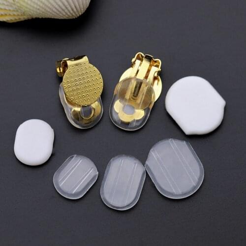 50 PCS Transparent White Silicone Anti-pain Pad Ear Clip Anti-pain DIY Earring Accessories