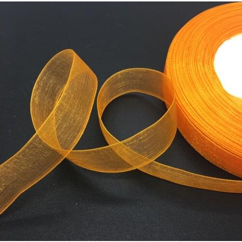 50 Yards/Roll 5/8" 15mm Orange Organza Ribbon Bow Wedding Decoration Lace Crafts