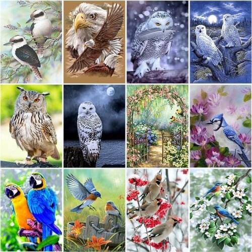 DIY 5D Diamond Painting Bird Diamond Embroidery Animal Owl Cross Stitch Flower Full Round Drill Rhinestones Art Home Decor Gift