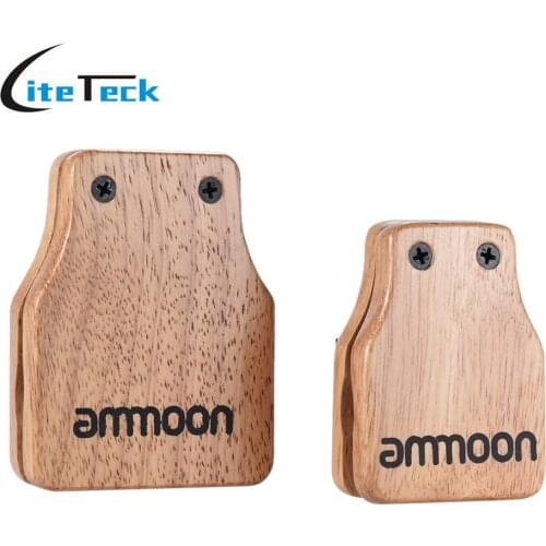 Ammoon 2pcs Cajon Box Drum Large & Medium Companion Accessory Castanets for Hand Percussion Instruments