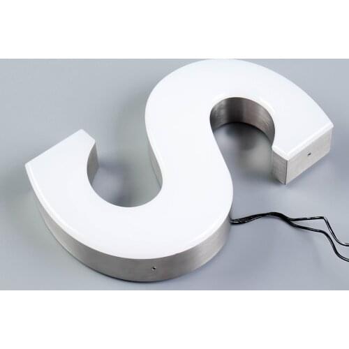 Trimless led Channel letter acrylic sus brushed letter wall-mounted face-lit stainless steel sign customized logo