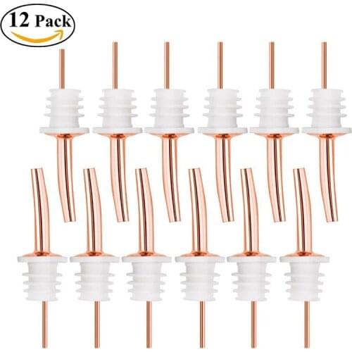 Free Shipping Stainless Steel Classic Bottle Pourers with Tapered Spout, 12-Pack (Copper) Bar Accessories Bar Tools
