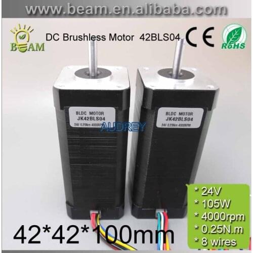FREE SHIPPING Low Noise and Temperature 20A 24VDC 105W 4000rpm 0.25N.m 42mm Square brushless DC Motor 42BLDC Hall Motor