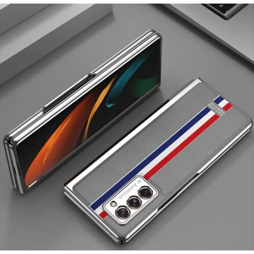 Galaxy Z Fold 2 Case Galvanized Metal Frame Genuine and Leather Case Luxury Phone Case New Arrival case for Galaxy Z fold2