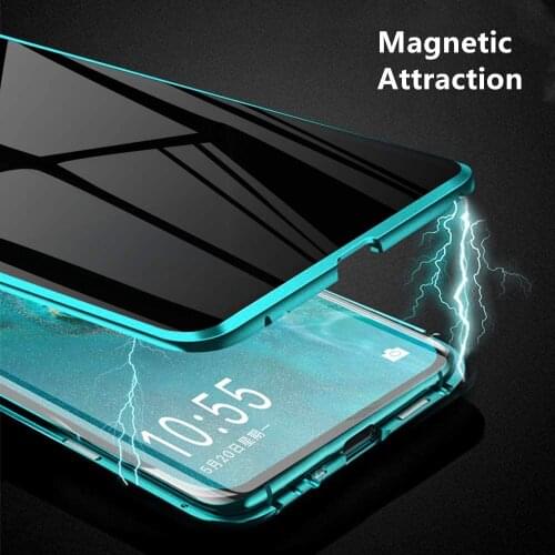 For Samsung a30s Anti-Peeping Phone Case for Samsung Galaxy A50s A70 A70s A91 Metal Magnetic Double Sided Tempered Glass Cover