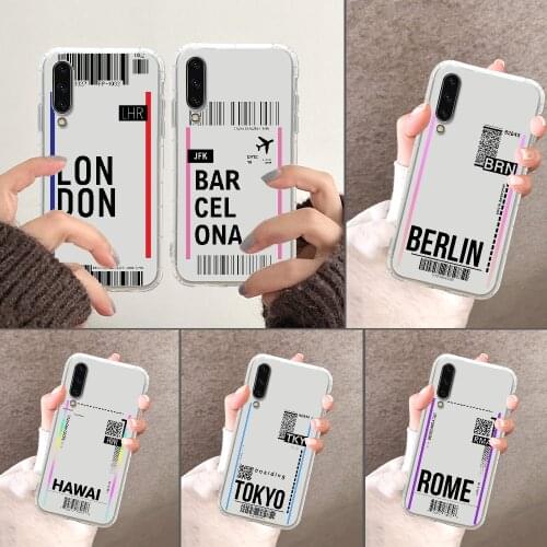 Plane Fly Ticket Phone Case For Samsung Galaxy A 3 5 7 8 10 20 21 30 40 50 51 70 71 E S 2016 2018 4G transparent 3D coque soft