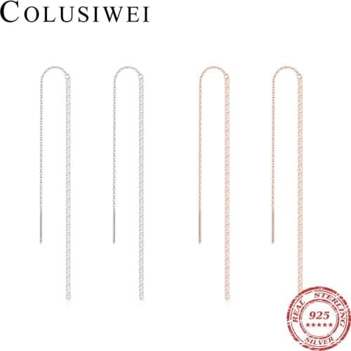 Colusiwei Brand Long Chain Tassel 100% 925 Sterling Silver Drop Earring Anti-Allergy Earrings for Women Girl Jewelry Accessories